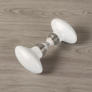 2 boutons de porte intérieure OLIVES, Porcelaine blanc embase nickelé, Carré 6 et 7 mm