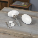 2 boutons de porte intérieure OLIVES, Porcelaine blanc embase nickelé, Carré 6 et 7 mm