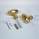 2 boutons de porte OLIVES, Laiton doré poli, Carré 6 et 7 mm