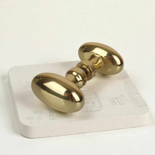 2 boutons de porte OLIVES, Laiton doré poli, Carré 6 et 7 mm