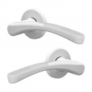 2 poignées de porte sur rosace ronde EVA, Aluminium blanc mat