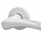 2 poignées de porte sur rosace ronde EVA, Aluminium blanc mat - Zoom Produit - Vue 2