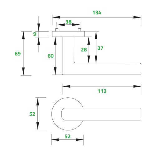 2 poignées de porte sur rosace ronde EVA, Aluminium blanc mat