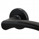 2 poignées de porte sur rosace ronde EVA, Aluminium noir mat