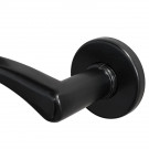 2 poignées de porte sur rosace ronde EVA, Aluminium noir mat