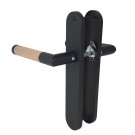 Poignée de porte PRETY plaque acier bois brut bec de canne