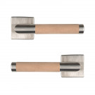 Pretty sur rosace carré en inox mat béquille fsc bois brut