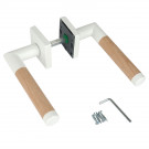 Poignée sur rosace carrée PRETTY blanc mat avec béquille en bois brut FSC