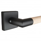 2 poignées de porte sur rosace carrée PRETTY, Noir mat béquille bois brut FSC