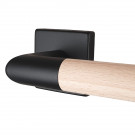 2 poignées de porte sur rosace carrée PRETTY, Noir mat béquille bois brut FSC