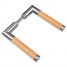 2 poignées de porte sur rosace ronde PRETTY, Inox satiné béquille bois brut FSC