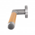 2 poignées de porte sur rosace ronde PRETTY, Inox satiné béquille bois brut FSC