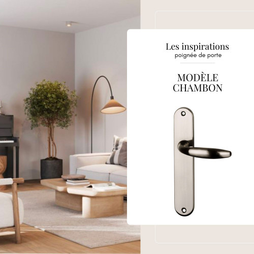 Poignée de porte chambon sans trou de clé.