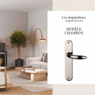 Poignée de porte chambon sans trou de clé.