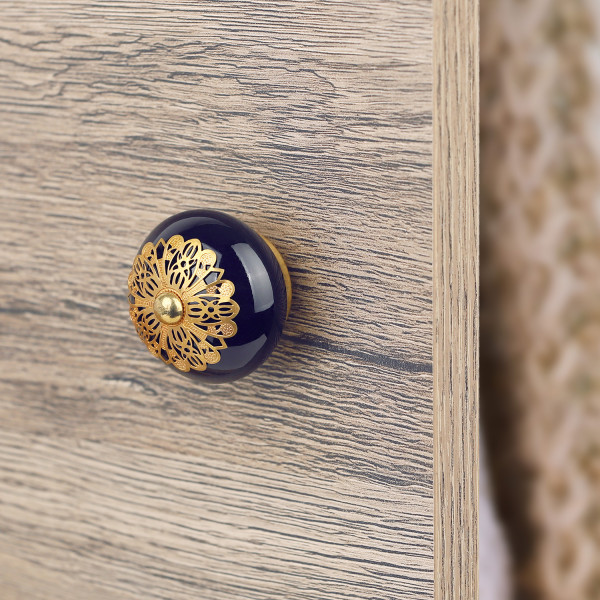 Bouton de meuble en porcelaine bleu modèle JASMINE