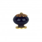 Bouton de meuble en porcelaine bleu modèle JASMINE