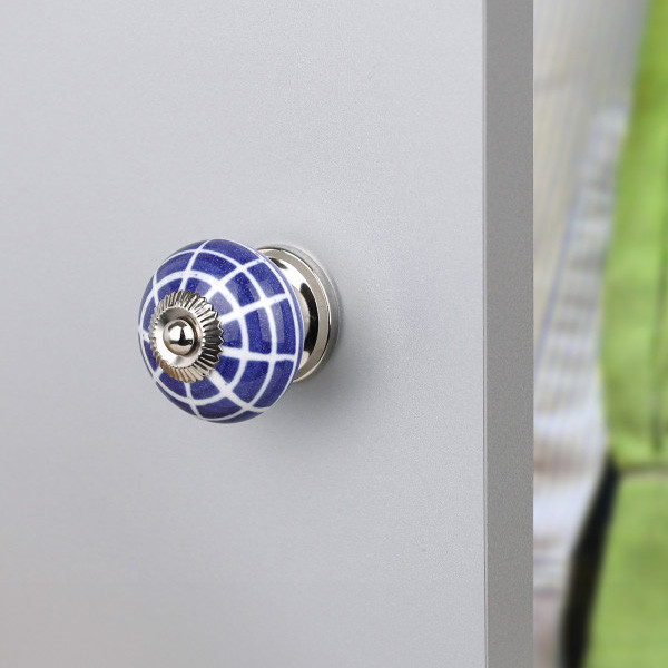 Bouton de meuble en porcelaine bleu et blanc NAVAL