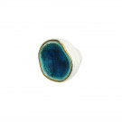 Bouton de meuble POISON en porcelaine bleu diamètre 42 mm