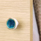 Bouton de meuble POISON en porcelaine bleu diamètre 42 mm