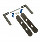 2 poignées de porte ALBA, Inox nickel mat entraxe 195 mm - Entrée de clé pour porte de chambre à coucher - Zoom produit 02