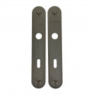 2 poignées de porte ALBA, Inox nickel mat entraxe 195 mm - Entrée de clé pour porte de chambre à coucher - Zoom produit 01