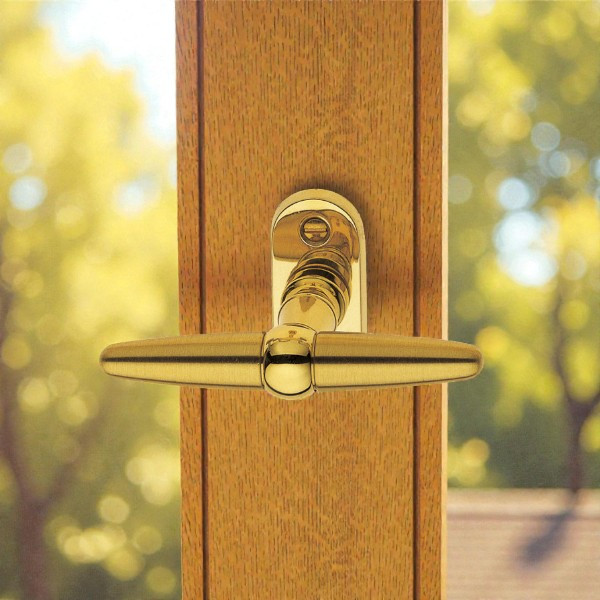 Poignée de fenêtre crémone ROBIN, Laiton doré poli