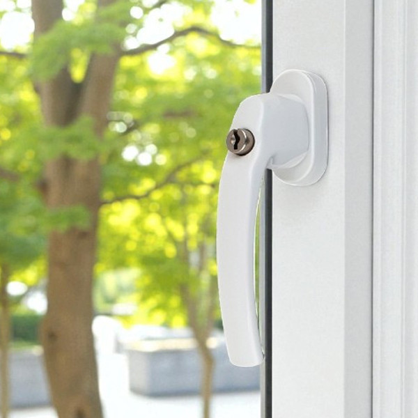 Poignée de fenêtre à clé CLASSIQUE, Aluminium laqué blanc RAL9016