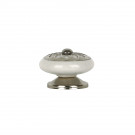 Bouton de meuble en porcelaine blanc argent SEQUIN