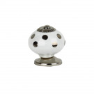 bouton de meuble en porcelaine blanc et argent diamètre 40 modèle SUPREME