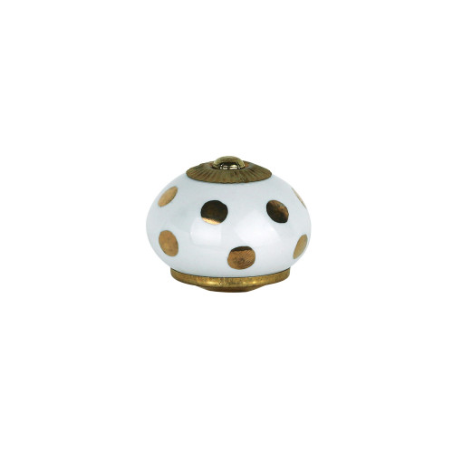 bouton de meuble en porcelaine blanc et or modèle SUPREME diamètre 40mm