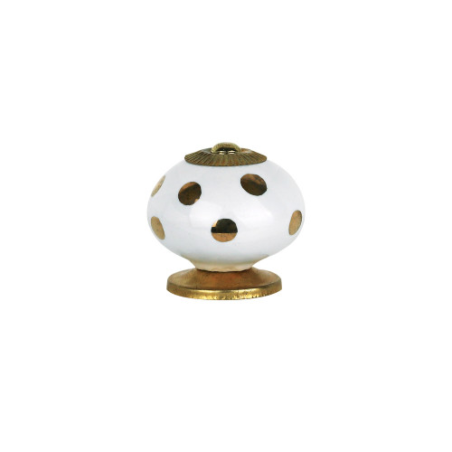 bouton de meuble en porcelaine blanc et or modèle SUPREME diamètre 40mm