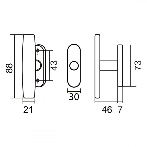 Poignée de fenêtre crémone EVA, Aluminium Schéma technique