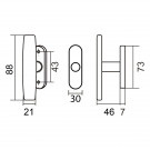 Poignée de fenêtre crémone EVA, Aluminium Schéma technique