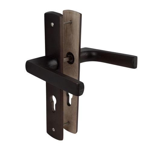 2 poignées de porte à cylindre SCENARIO, Bois aspect Wengé entraxe 195 mm