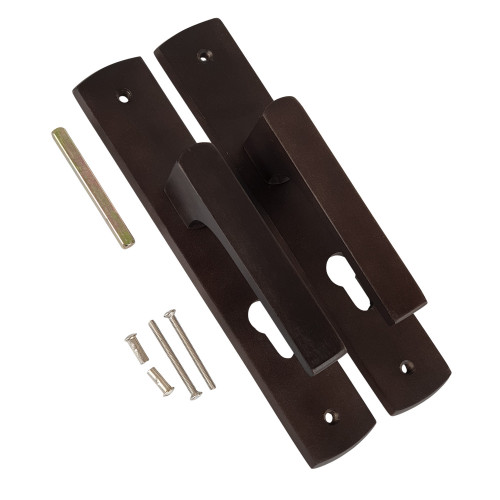 2 poignées de porte à cylindre SCENARIO, Bois aspect Wengé entraxe 195 mm