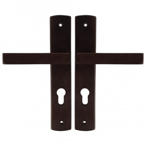 2 poignées de porte à cylindre SCENARIO, Bois aspect Wengé entraxe 195 mm