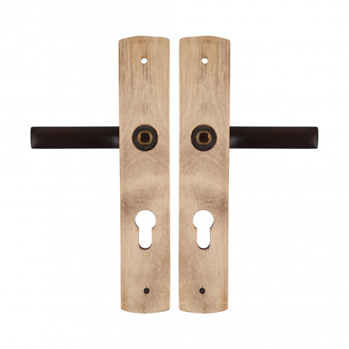 2 poignées de porte à cylindre SCENARIO, Bois aspect Wengé entraxe 195 mm