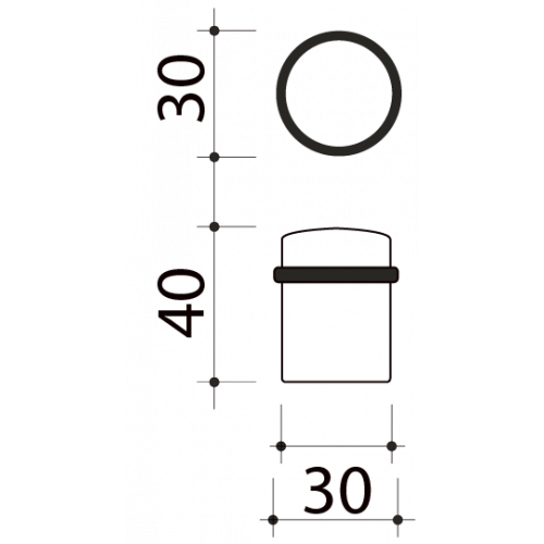 Butée de porte sol CYLINDRIQUE, Zamak doré poli - Schéma