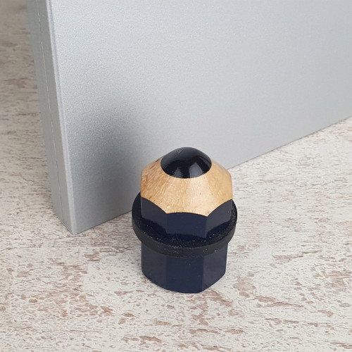 Duo Fantaisie Poignée Butée de porte CRAYON, Bois bleu