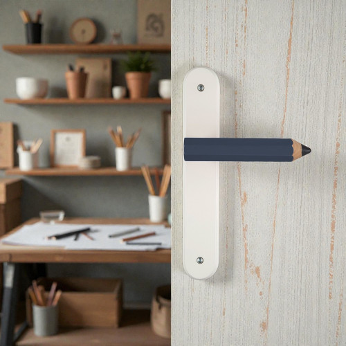 Duo Fantaisie Poignée Butée de porte CRAYON, Bois bleu