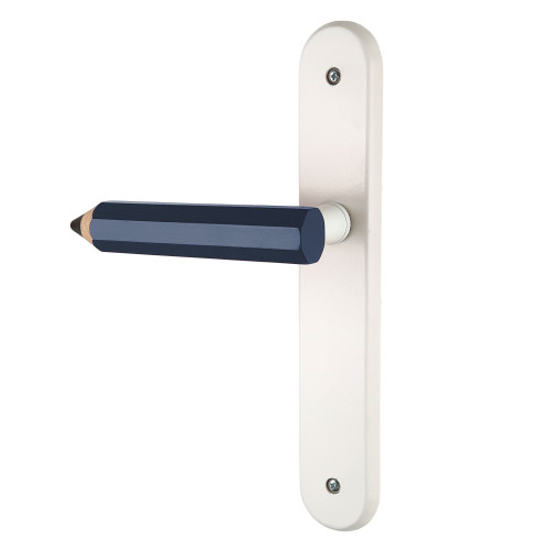 Duo Fantaisie Poignée Butée de porte CRAYON, Bois bleu
