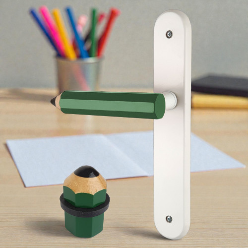 Duo Fantaisie Poignée Butée de porte CRAYON, Bois vert - Couverture