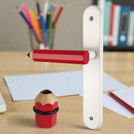 Duo Fantaisie Poignée Butée de porte CRAYON, Bois rouge - Couverture