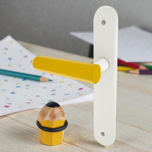 Duo Fantaisie Poignée Butée de porte CRAYON, Bois jaune- Couverture