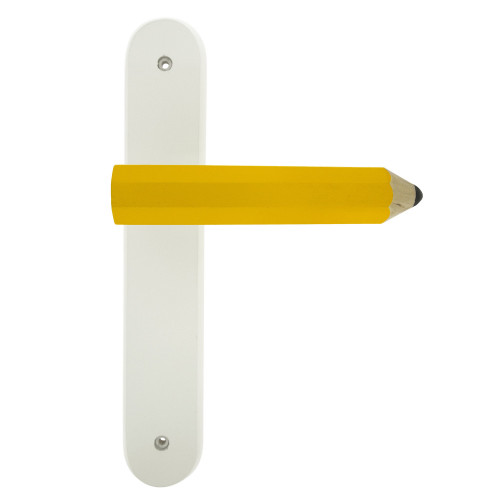 Duo Fantaisie Poignée Butée de porte CRAYON, Bois jaune