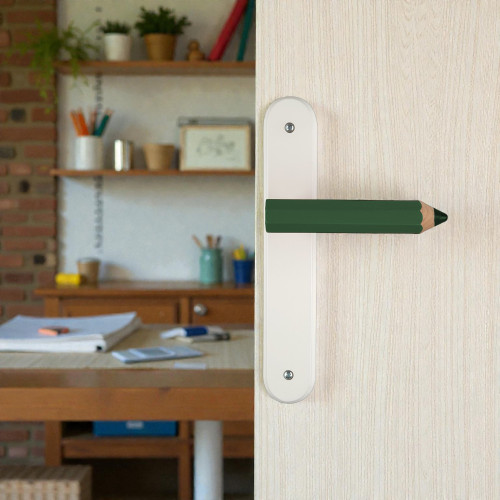 Poignée de porte seule réversible CRAYON, Bois vert entraxe 195 mm - Mise en situation