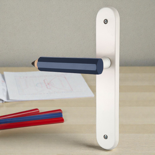 Poignée de porte seule réversible CRAYON, Bois bleu entraxe 195 mm - Mise en ambiance Arty