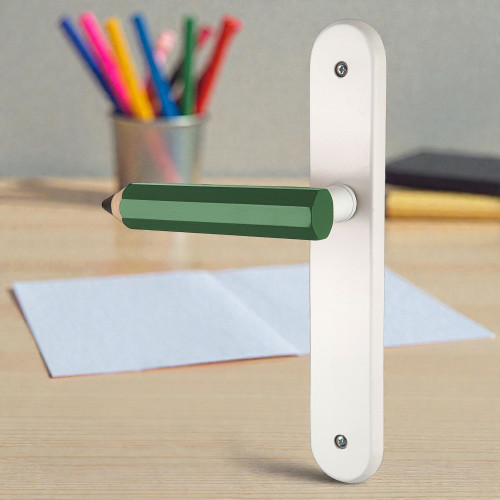 Poignée de porte seule réversible CRAYON, Bois vert entraxe 195 mm - Mise en ambiance look Arty