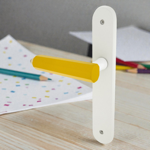 Poignée de porte seule réversible CRAYON, Bois jaune entraxe 195 mm - Mise en ambiance look Arty
