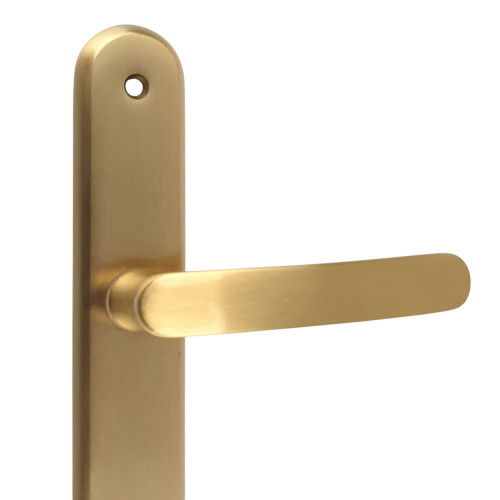 2 poignées de porte VINTAGE, Laiton poli satiné entraxe 195 mm - Fond blanc